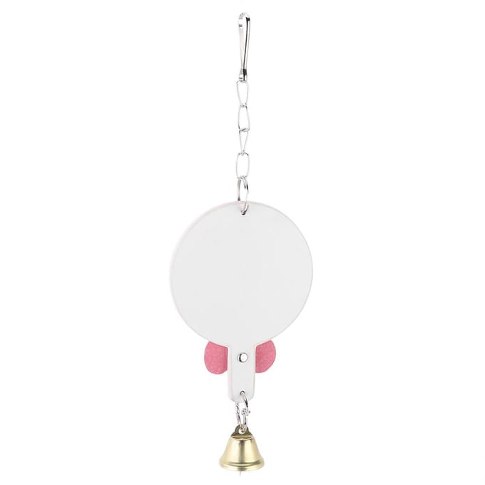 Schommel Hangende Leren Spiegel Speeltje met Bel voor Papegaai Vogelkooi Decoratie Accessoire white