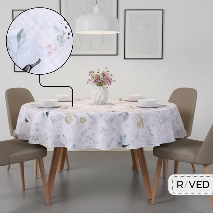 Raved Rond Tafelzeil - 160 cm ø - Vogels/Fruit - PVC - Afwasbaar