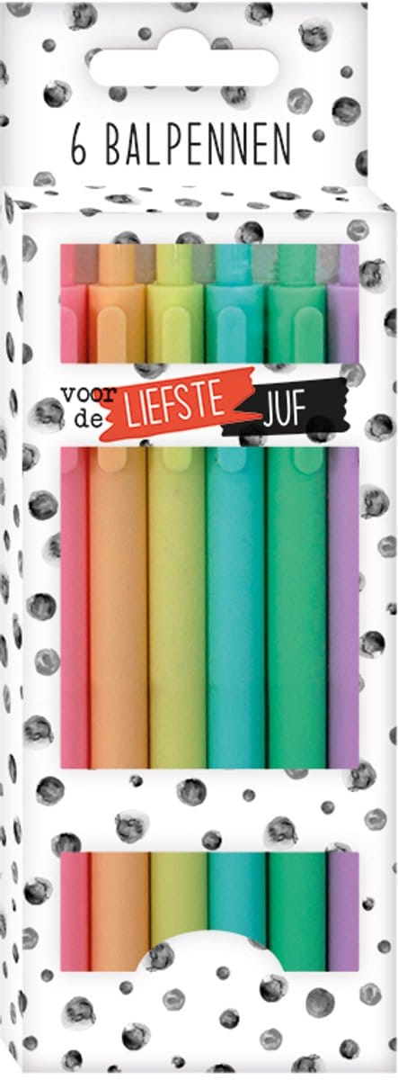 SOHO Balpennen - 6 stuks - Blauwschrijvend - Voor de liefste juf