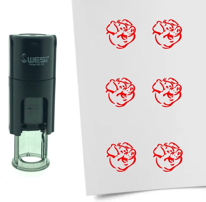 CombiCraft Stempel Varken 10mm rond - rode inkt