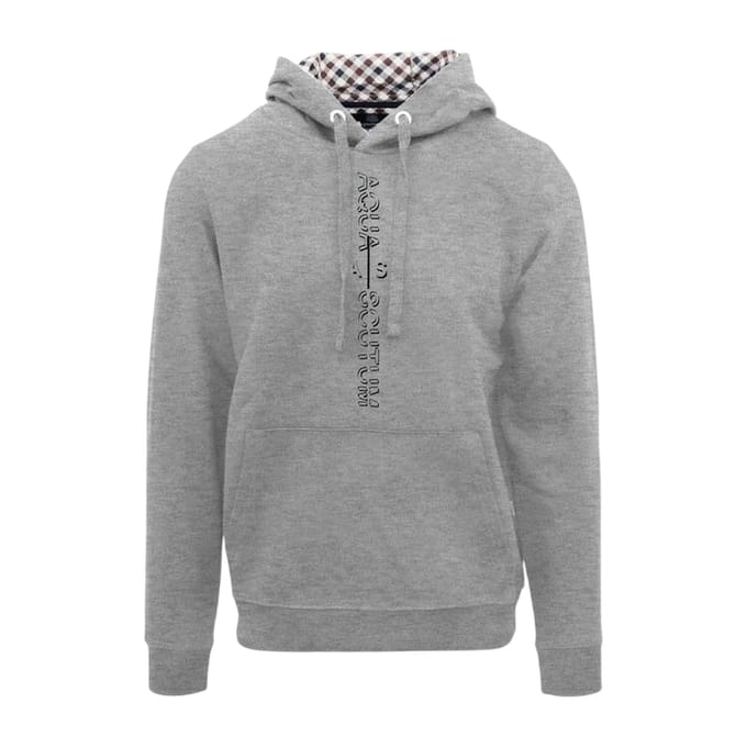 Aquascutum Heren Lettering Pullover Hoodie (Grijs)