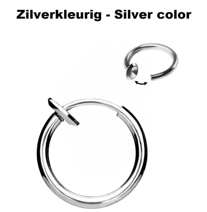 Cabantis® Zilverkleurig Fake Piercing - Sieraden - 10 mm Diameter & 1,6 mm Staafdikte