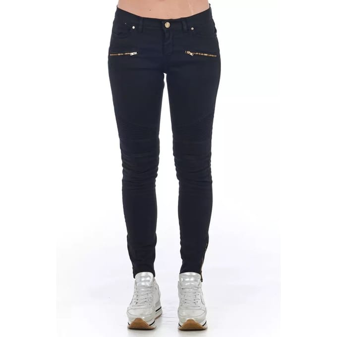 Motostyle Skinny Jeans met Gouden Ritsen
