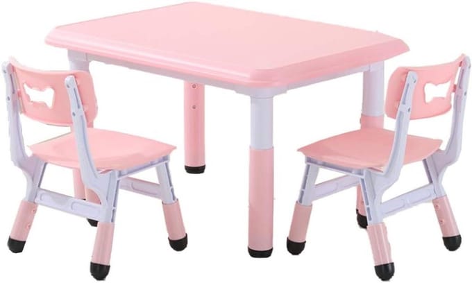 Kinderbureau en stoel - Kindertafel set - Creatief bezig zijn - 7 standen verstelbaar - 80x60cm - Roze