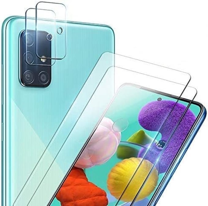 Screenprotector Geschikt voor Samsung Galaxy A41 2 stuks tempered glass - Galaxy A41 camera Lens screenprotector - 4 stuks