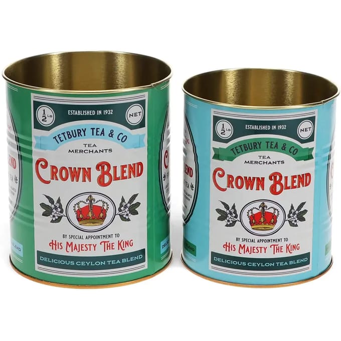 Rex London Retro Storage Tins - Bewaarblikken medium - Crown Blend - Groen/Blauw
