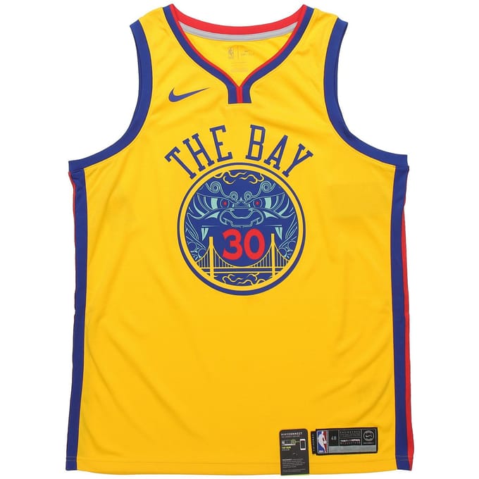 Maillot de Basket Rétro Nike Golden State Warriors City Edition No. 30 Maillots Curry Hommes Jaune 912101-728 XL yellow