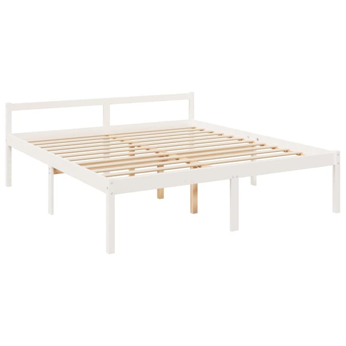 vidaXL - Seniorenbed - massief - grenenhout - wit - 200x200 - cm