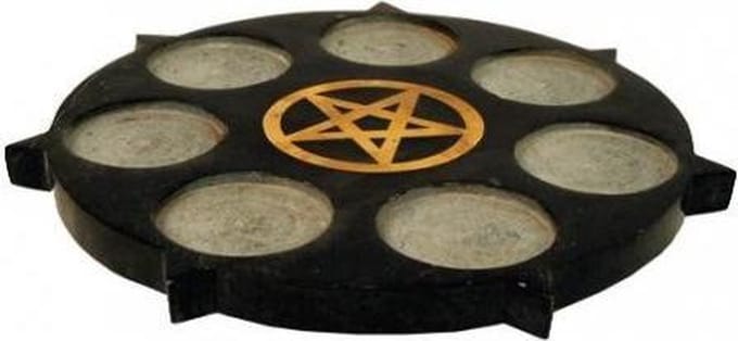 Sfeerlichthouder Pentagram zwart zeepsteen - 25 - Zeepsteen - Zwart