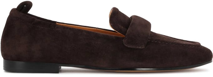 Dark brown suede slip-on shoes