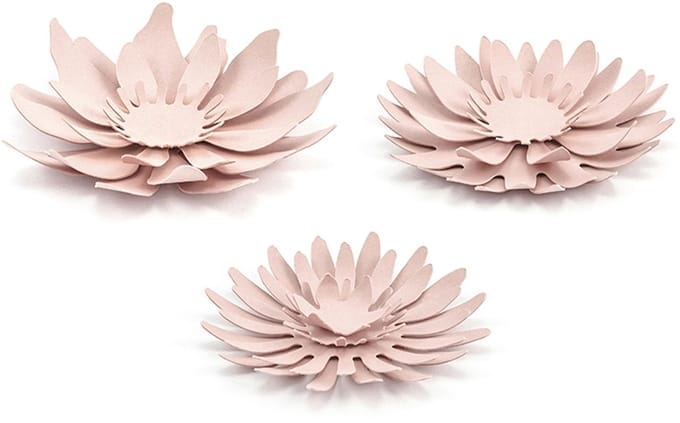 PARTYDECO - 3 poederroze 3D-papieren bloemen