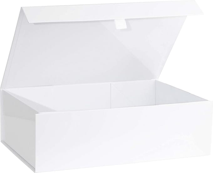 Witte harde geschenkdoos met magnetische sluiting - 10.5x7x3 inch - Rechthoekig - Glanzende afwerking - 1 doos