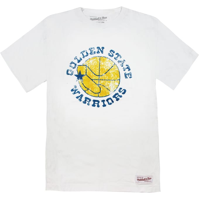 Mitchell & Ness Golden State Warriors Distressed Logo Heren T-shirt