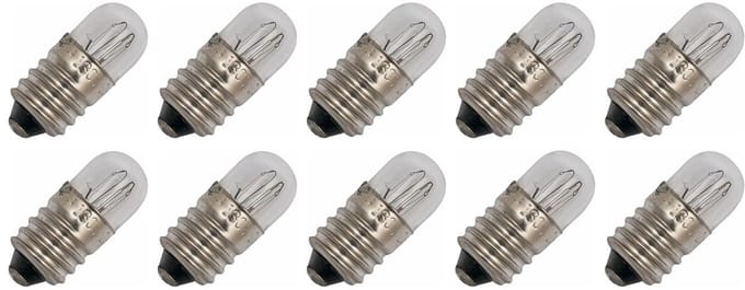 Signaallamp E10 130V 2.6W - 20 mAh - 10 stuks - T9 Gloeilamp Ø9mm - 23mm - 2500K - Dimbaar