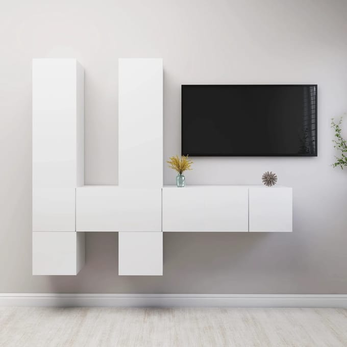 vidaXL - 7-delige - Tv-meubelset - spaanplaat - wit