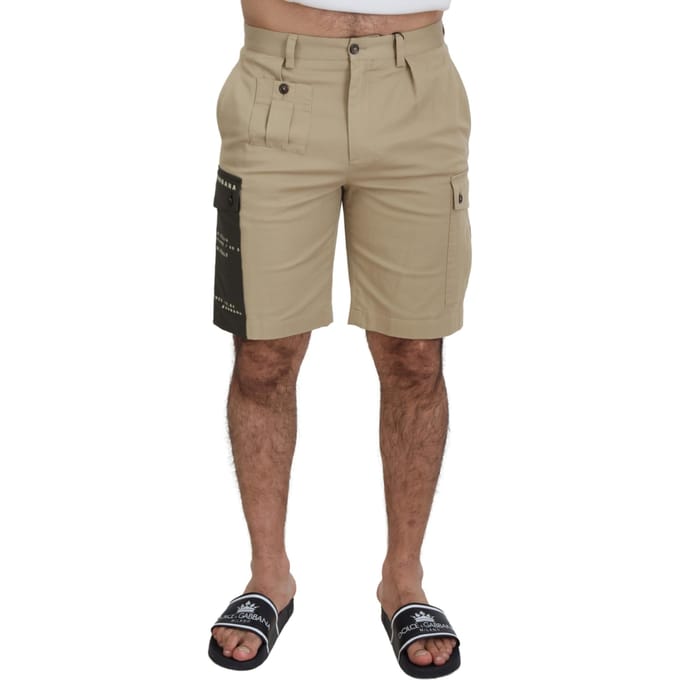 Beige Cargo Shorts Model
