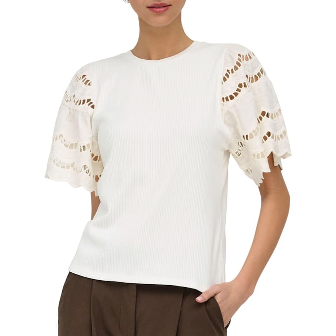 JDY Hilde SS Broderi Anglaise Shirt Dames - Maat L