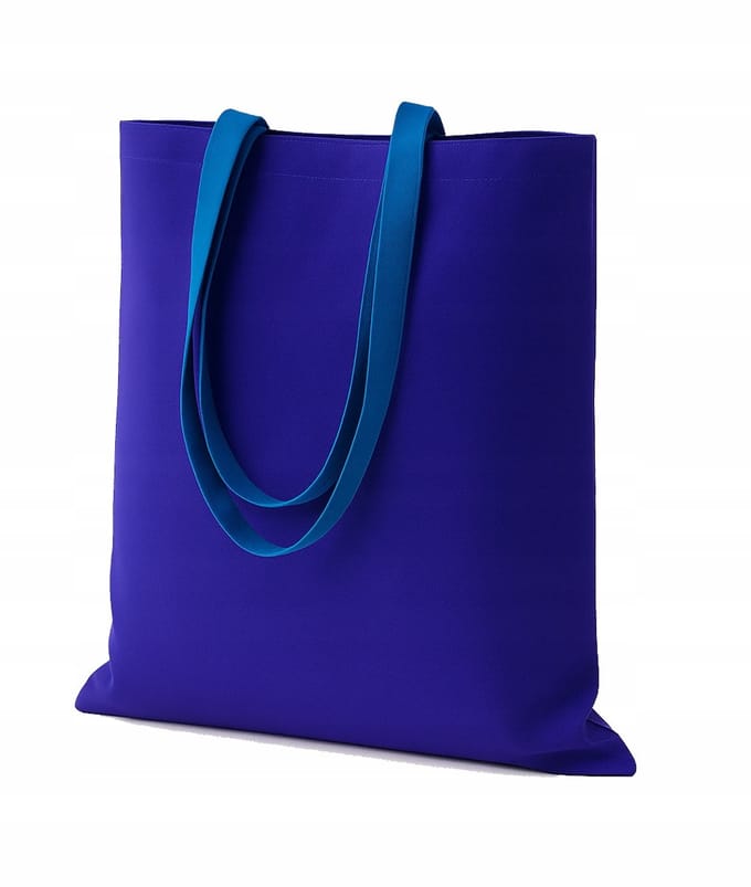 Navy Katoenen Boodschappentas 38x42cm - Outlet met Lange Handvatten
