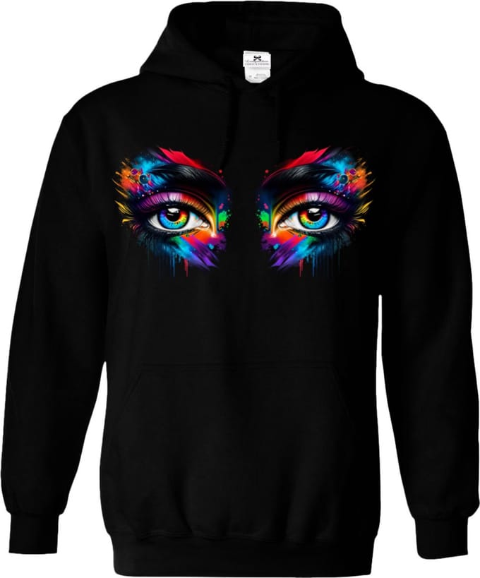 Dames hoodie-print-eyes-zwart-Maat M