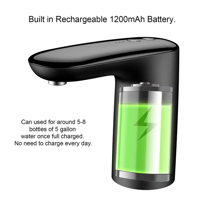 Waterflespomp Draagbare elektrische waterdispenser USB-opladen 2 werkmodi 5 gallon automatisch zwart