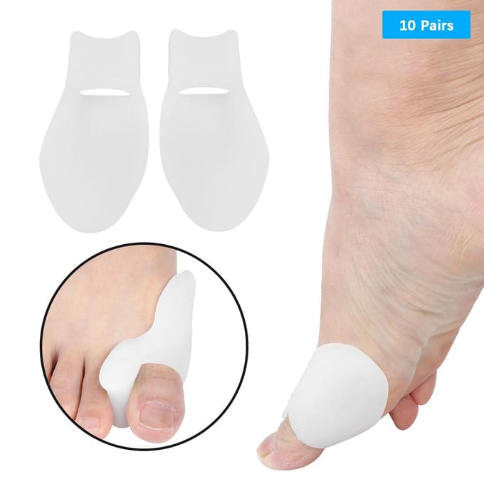 10 Paires Séparateur d'Orteils Réutilisable Silicone Souple Confortable Semelle Intérieure Correction Coussinet de Pied white