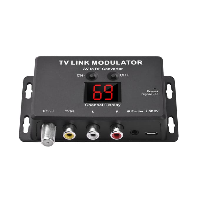 Modulateur TV LINK TM80, convertisseur AV vers RF noir