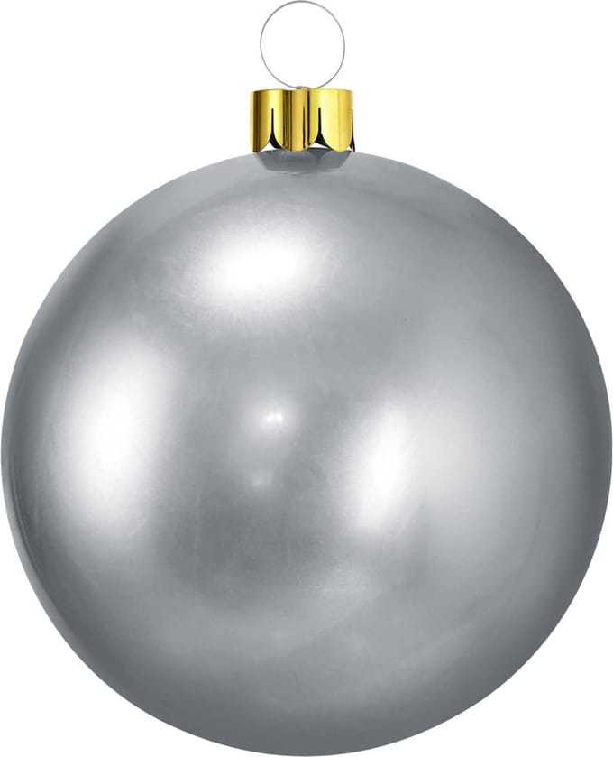 Christmas Decoration mega grote kerstbal - 65 cm - zilver - opblaasbaar
