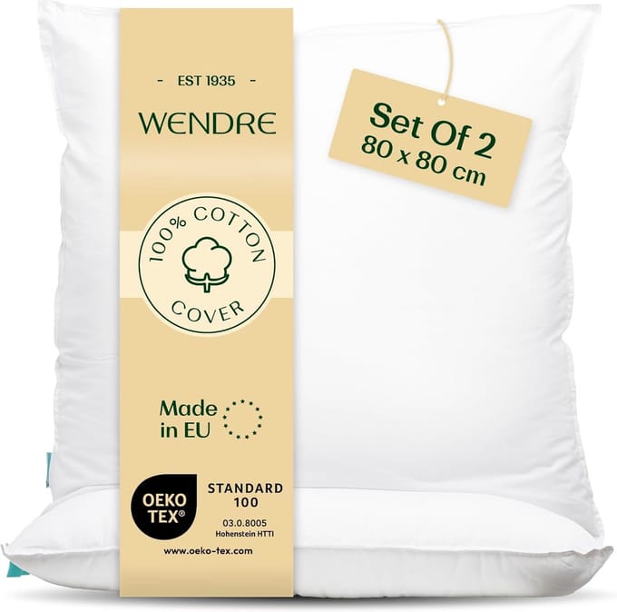 Set van 2 Kussens 80x80 cm - Ademend Katoen Percale - Zacht & Wasbaar Slaapkussen