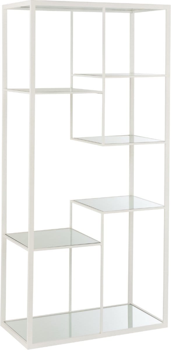Wandkast Rek Metaal Wit Glas