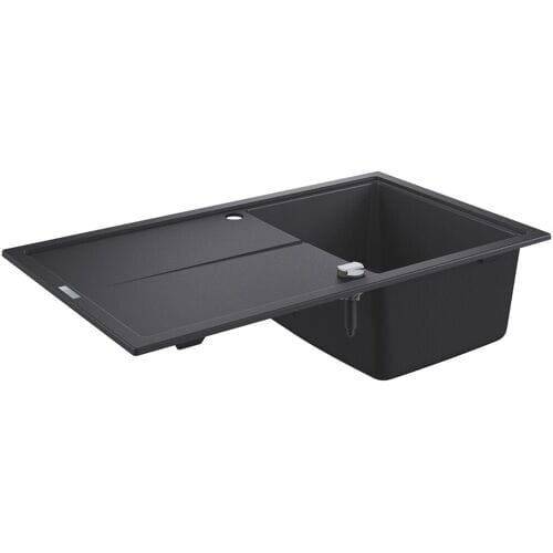 GROHE K400 Composiet Spoelbak met afdruipgedeelte - 86cm - Inbouw - Met overloop en automatische afvoer - Granite Black