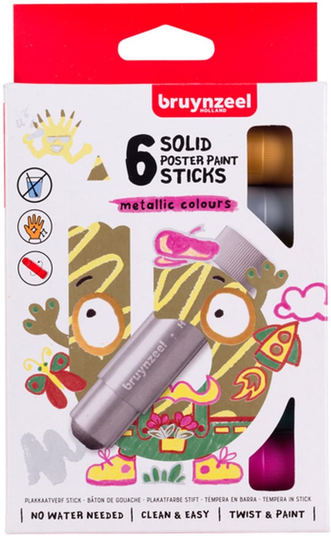 Verfstift bruynzeel kids assorti metallic 6 stuks