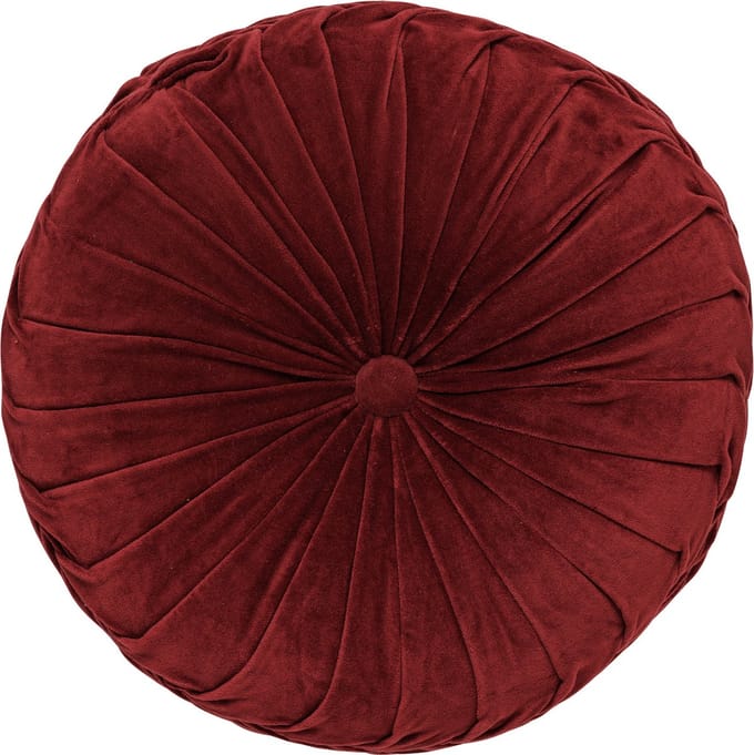 Dutch Decor - KAJA - sierkussen Ø40 cm - rond - velvet - Merlot - rood