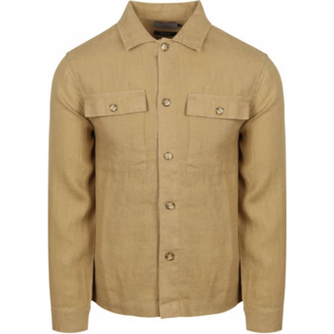 Suitable Linnen Overshirt Beige - Maat M - Heren