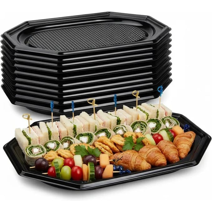 Zwarte RPET Cateringbak 54X36 Cm 10 Stuks