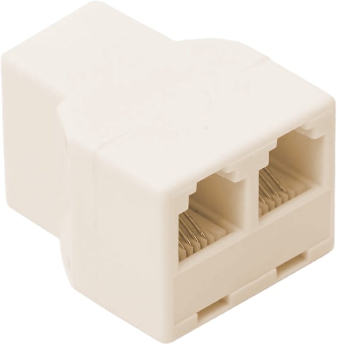 5x RJ11 Y-Splitter 6P4C – 1-naar-2 Telefoon Verdeler – Socket-naar-Socket – Wit - 5 Stuks [05218]