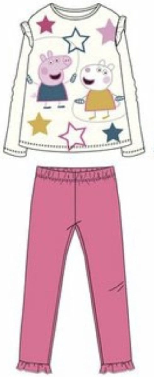 Peppa Pig Pyjama Wit-Roze Katoen Maat 116