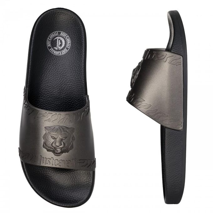 Tongs noires tigrées pour homme Just Cavalli - Taille: 41 gray