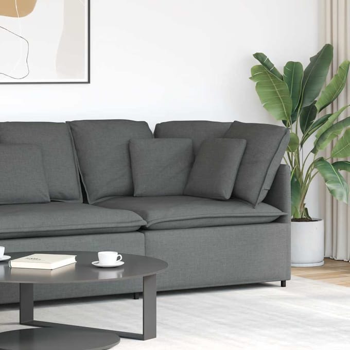 vidaXL - Modulaire - hoekbank - met - kussens - 100 - cm - donkergrijs