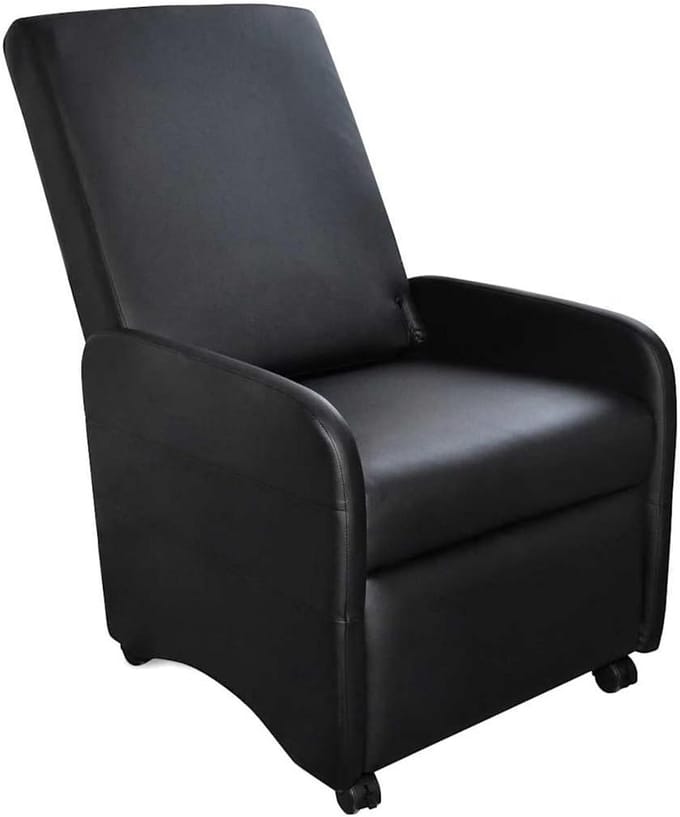 Verstelbare Fauteuil Kunstleer Zwart - Relax Stoel Met Rugleuning En Voetsteun