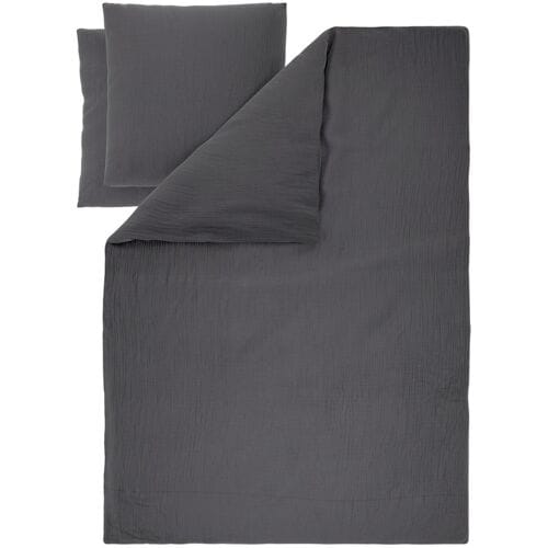LIVARNO Mousseline dekbedovertrek 200 x 200 cm (Donkergrijs)