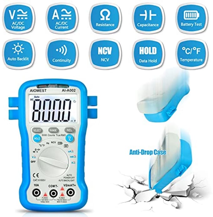Digitale Multimeter Tester voor DC/AC met Auto Achterlicht - Volt, Huidige, Weerstand, Capaciteit, Diode/HFE-tests