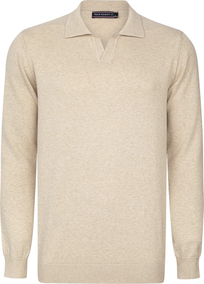 Felix Hardy Gebreide Polo Trui - Polo Kraag - Sweater - 100% Katoen Heren Beige - 2Xl