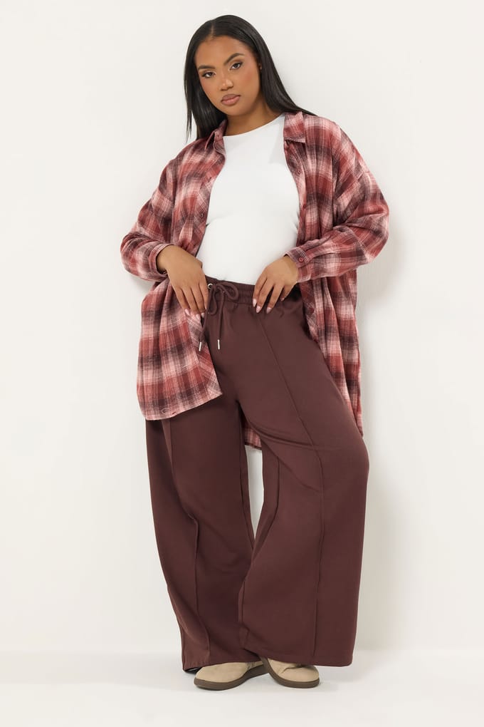 Yours Roze Oversized Geruit Overhemd Size 50-52