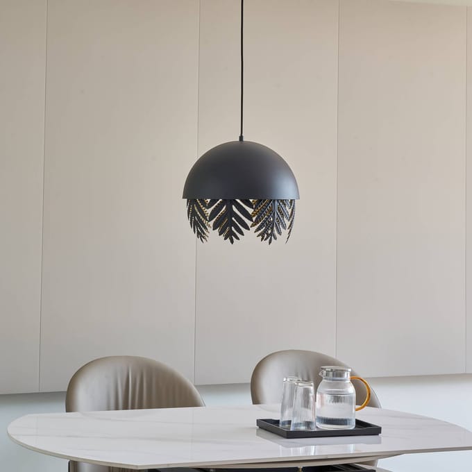 Lucande - hanglamp - 1licht - IJzer - H: 35 cm - E27 - zwart, goud