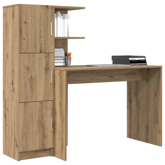 vidaXL - Bureau - Artisan - Eiken - 133.5 - x - 50 - x - 124 - cm - 2 - st