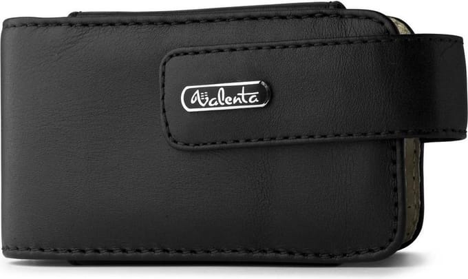 Valenta zwarte compact Riemclip cameratas 'Alteo' Medium Leer