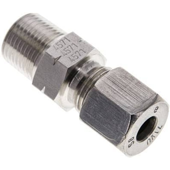 3/8'' NPT Buitendraad x 8S RVS Rechte Snijring Koppeling 630 Bar DIN 2353 - FL2S-MC-ST-038N-08-S