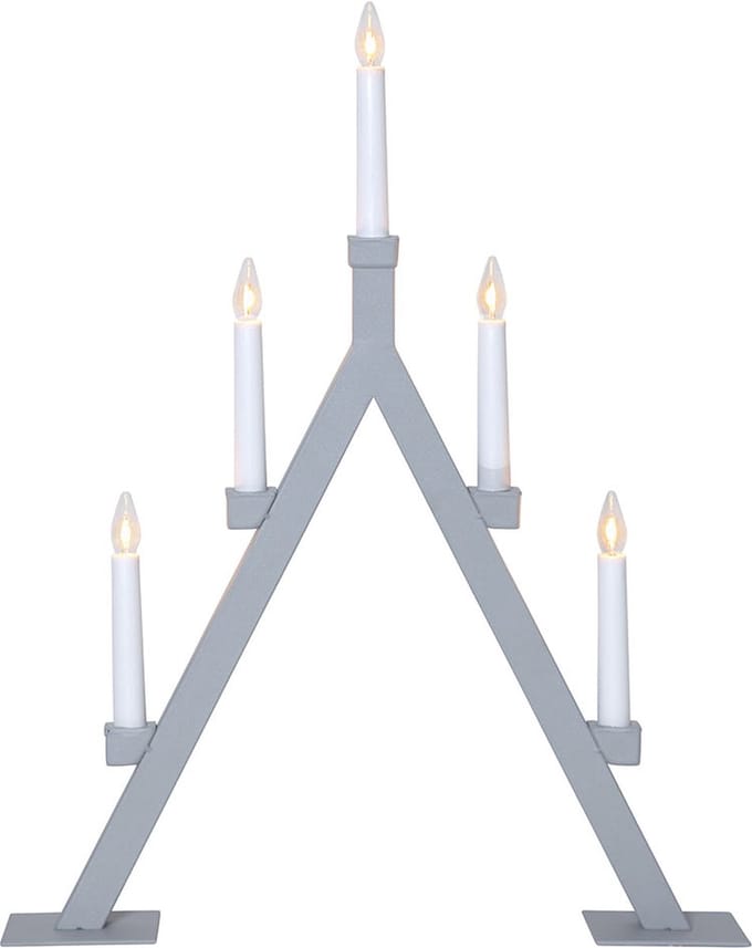 Star Trading kandelaar 'Oliver' van metaal, 5-lichts, E10-lamp, grijs, H 55 cm, B 44 cm