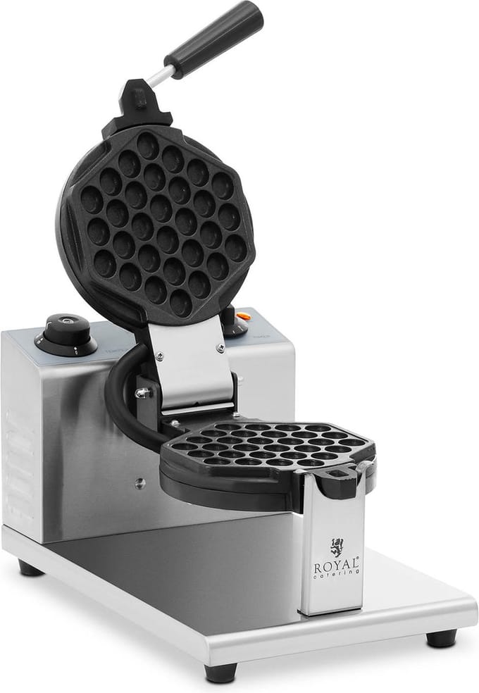 Bubble wafelijzer - rond - 1 grote wafel - 1200 W - Royal Catering RCWM-1200-R2