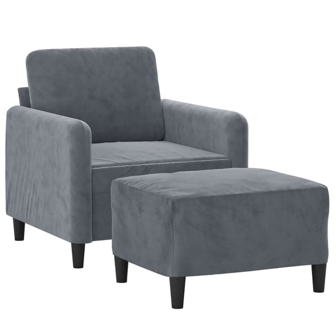 vidaXL - Fauteuil - met - voetenbank - 60 - cm - fluweel - donkergrijs